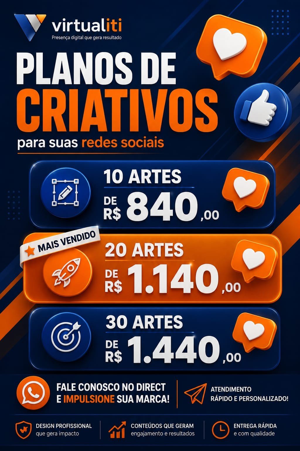 Planos de criativos para redes sociais — Virtualiti